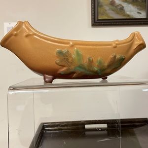 Vintage Weller Brown Oak Leaf Acorn Console Dish/Bowl 1930's Art Pottery